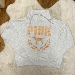 PINK Victoria's Secret Sweatshirt NWT gray mock neck size Large